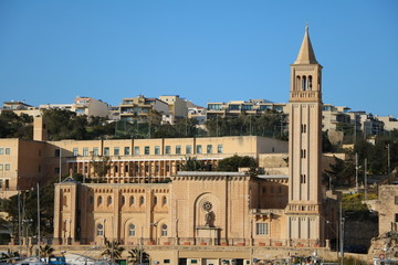 Obraz premium St. Anne´s Parish Church in Marsaskala at the Mediterranean Sea, Malta 