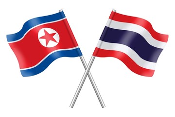 Flags. North Korea and Thailand 