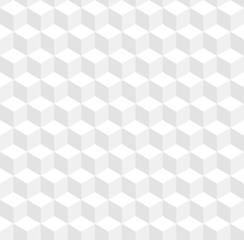 Seamless geometric 3d vector pattern. White volume cubes