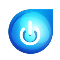 Power button blue icon, start symbol