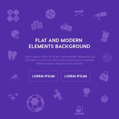 health, science, sports, nature fill vector icons and elements background concept on purple background.Multipurpose use on websites, presentations, brochures and more