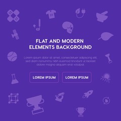 health, science, sports, nature fill vector icons and elements background concept on purple background.Multipurpose use on websites, presentations, brochures and more