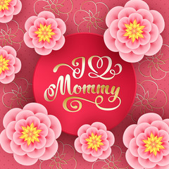 Mothers day greeting card with flowers. Vector Illustration