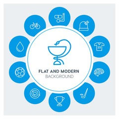 health, science, sports Infographic Circle outline Icons Set. Contains such Icons as  business,  website,  elements,  background,  pattern,  banner,  slider and more. Fully Editable. Pixel Perfect