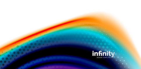 Vector 3d fluid colors wave background, flowing abstract shape with dotted texture, liquid mixed colors