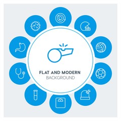 Fototapeta na wymiar health, science, sports Infographic Circle outline Icons Set. Contains such Icons as business, website, elements, background, pattern, banner, slider and more. Fully Editable. Pixel Perfect