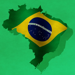 Illustration of a Brazilian flag with a contour of borders