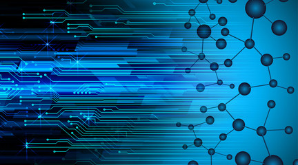 DNA helix molecule, digital data background,blue abstract light hi tech pixel internet technology, Cyber security concept, Cyber data digital computer.