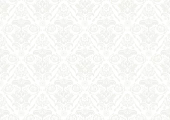Foto op Plexiglas Silver Wallpaper with Damask Pattern - Repetitive Seamless Background Illustration, Vector © Roman Dekan