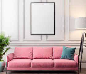 Mockup Poster in the interior, 3D illustration of a modern design