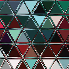 triangle dark multicolor texture in teal, white, brown, grenadine, shaded spruce turquoise colors for textile, wallpaper