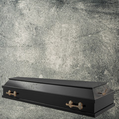 Coffin on the grange background