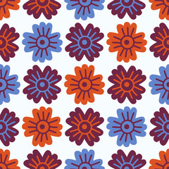 Seamless pattern with stylized flowers, berries and leaves.Good for fabrics design, backgrounds, wrapping paper, package, covers.