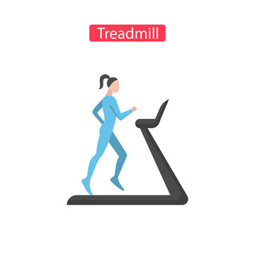 Treadmill fitness flat icons