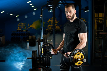 Obraz na płótnie Canvas an athlete trains in the gym