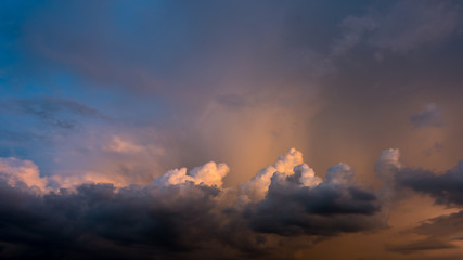 storm clouds with beautiful sunset light