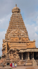 The Brihadeshwara temple at Tanjore. Built out of granite it remains one of the tallest in India. It was completed in 1010 by the Chola king Rajaraja