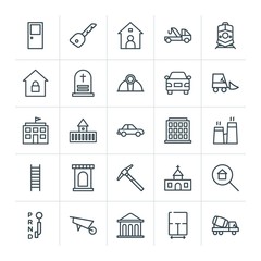 Modern Simple Set of transports, industry, buildings Vector outline Icons. Contains such Icons as change, business, church, house,  tower and more on white background. Fully Editable. Pixel Perfect