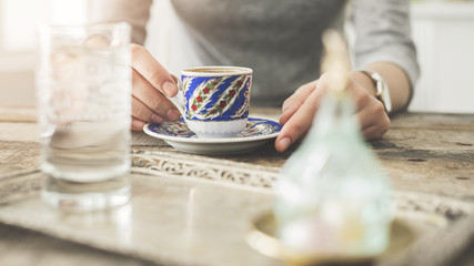 Obraz na płótnie Canvas Traditional turkish coffee drink concept
