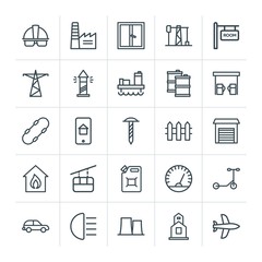 Modern Simple Set of transports, industry, buildings Vector outline Icons. Contains such Icons as  industrial, factory,  car,  view,  bright and more on white background. Fully Editable. Pixel Perfect