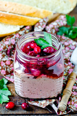 Pate of chicken (turkey) liver with cranberry jelly