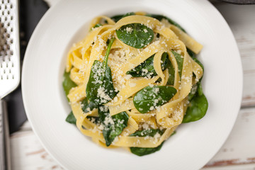 Spinach tagliatelle pasta