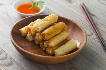 deep fried spring rolls , popia