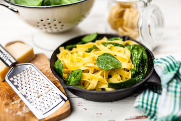 Spinach tagliatelle pasta