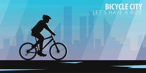 Bicycle riding banner. Sport, active lifestyle. Vector illustration