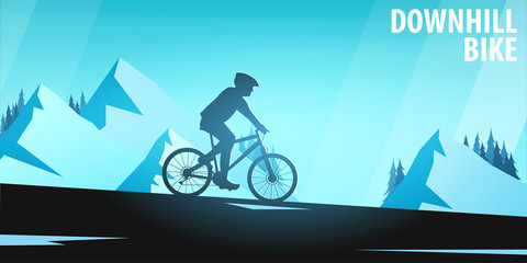 Fototapeta na wymiar Mountain biking. Downhill bike. Sport banner, active lifestyle. Vector illustration