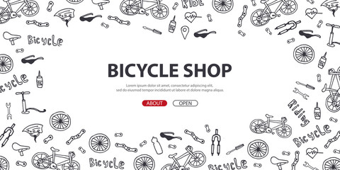 Doodle vector illustration of bicycle. Concept of biking lifestyle and adventure for web banners, printed materials