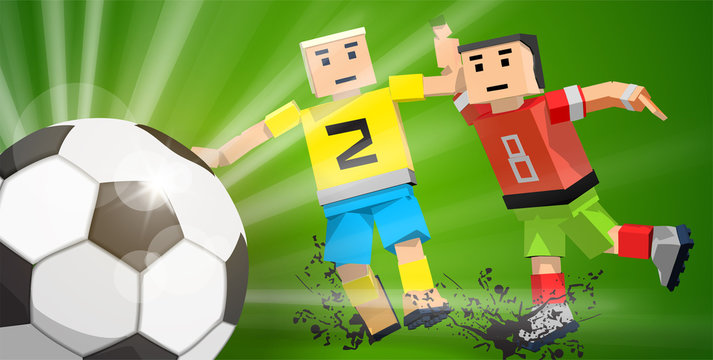 Soccer players fight for the ball