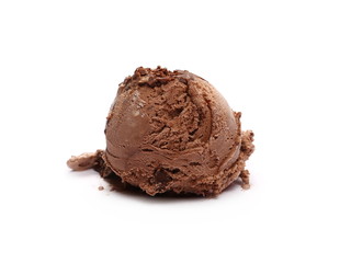 Chocolate ice cream ball isolated on white 