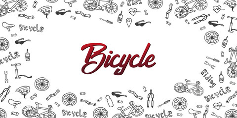 Doodle vector illustration of bicycle. Concept of biking lifestyle and adventure for web banners, printed materials