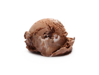 Chocolate ice cream ball isolated on white 