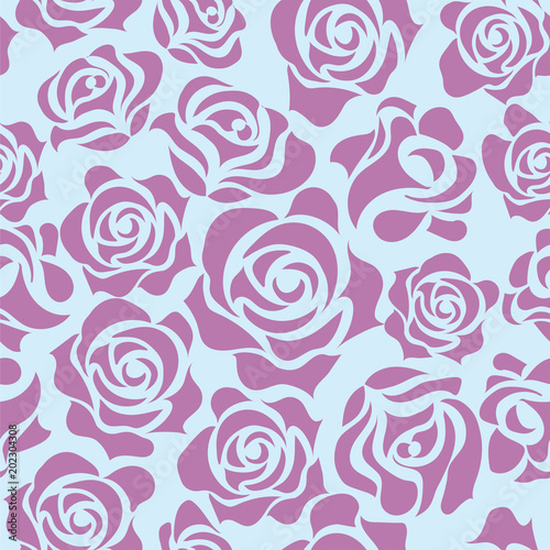 バラのイラスト 紫 薔薇の模様の連続柄 シームレスデザイン 背景イラスト Background Wall Mural Backgrou Globeds