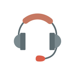 Headphones service support icon vector flat