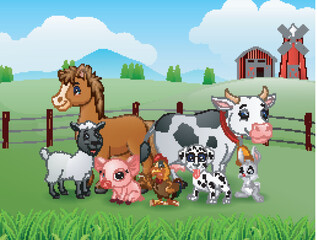 Obraz na płótnie Canvas Animals farm in the hills
