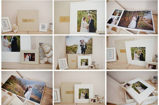Set of photo wedding book or album.