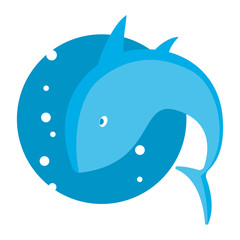 shark under the sea flat  vector icons