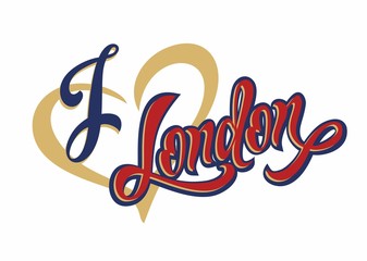 I love London. Lettering.Travel.  The design concept for the tourism industry. Vector illustration.