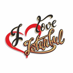 I love Istambul.   Lettering.Travel. Turkey.   The design concept for the tourism industry. Vector illustration.