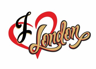 I love London. Lettering.Travel.  The design concept for the tourism industry. Vector illustration.