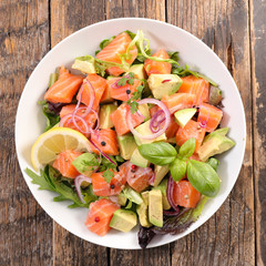 salmon fish salad with avocado