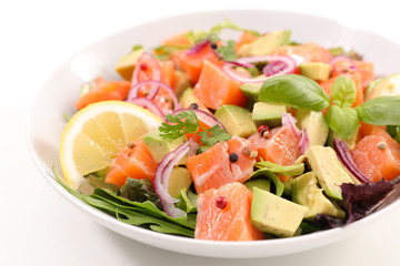 salmon fish salad with avocado