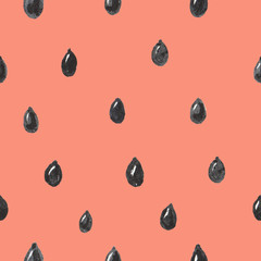 Watercolor watermelon seeds seamless pattern