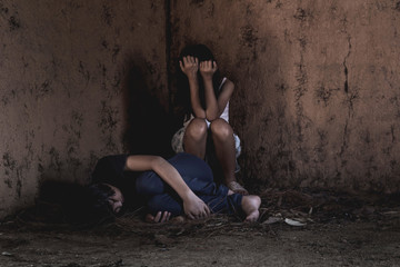Captured children hostage,Trafficking concept