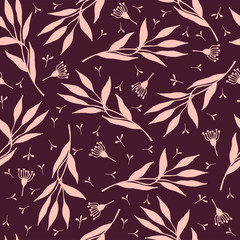 Fototapeta premium Seamless pattern of leaves and flowers.