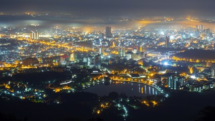 wonderful night city of mist in thailand