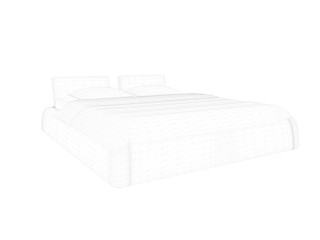 3d rendering of a lined bed on a white background